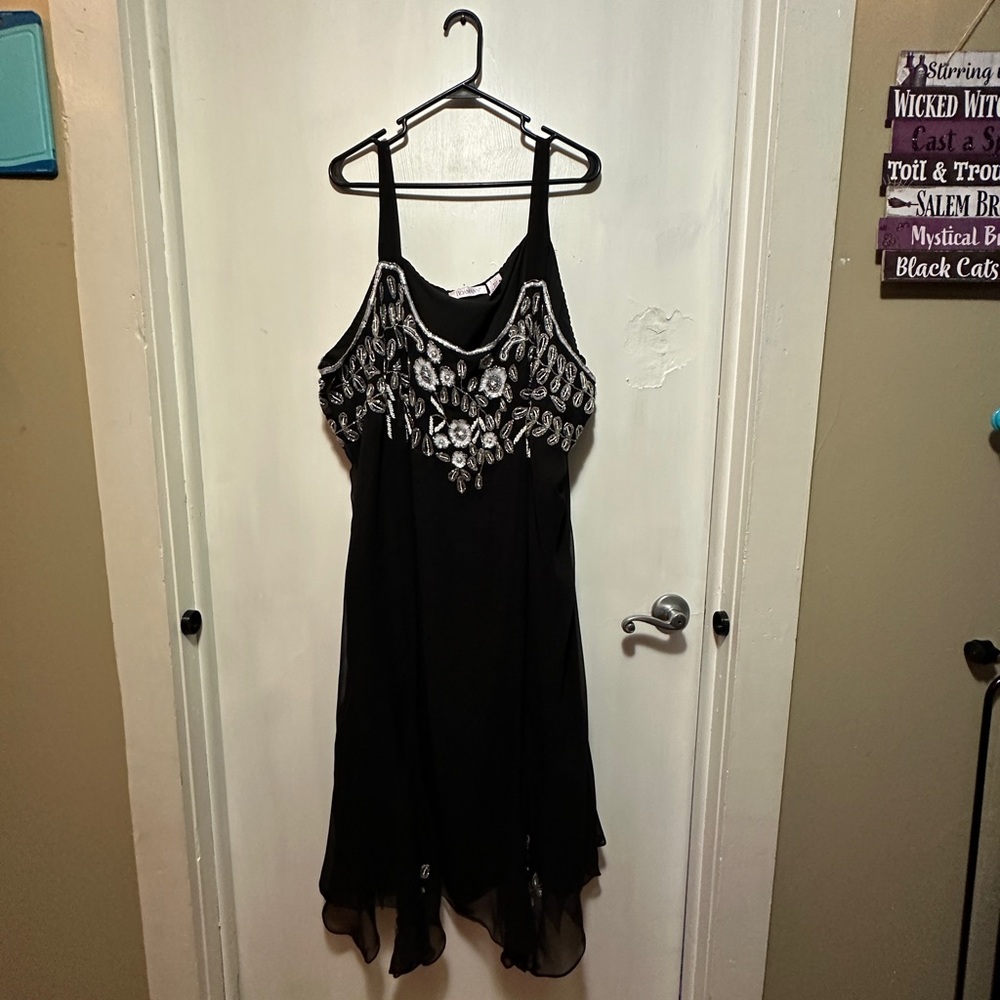 Roamans black beaded dress
